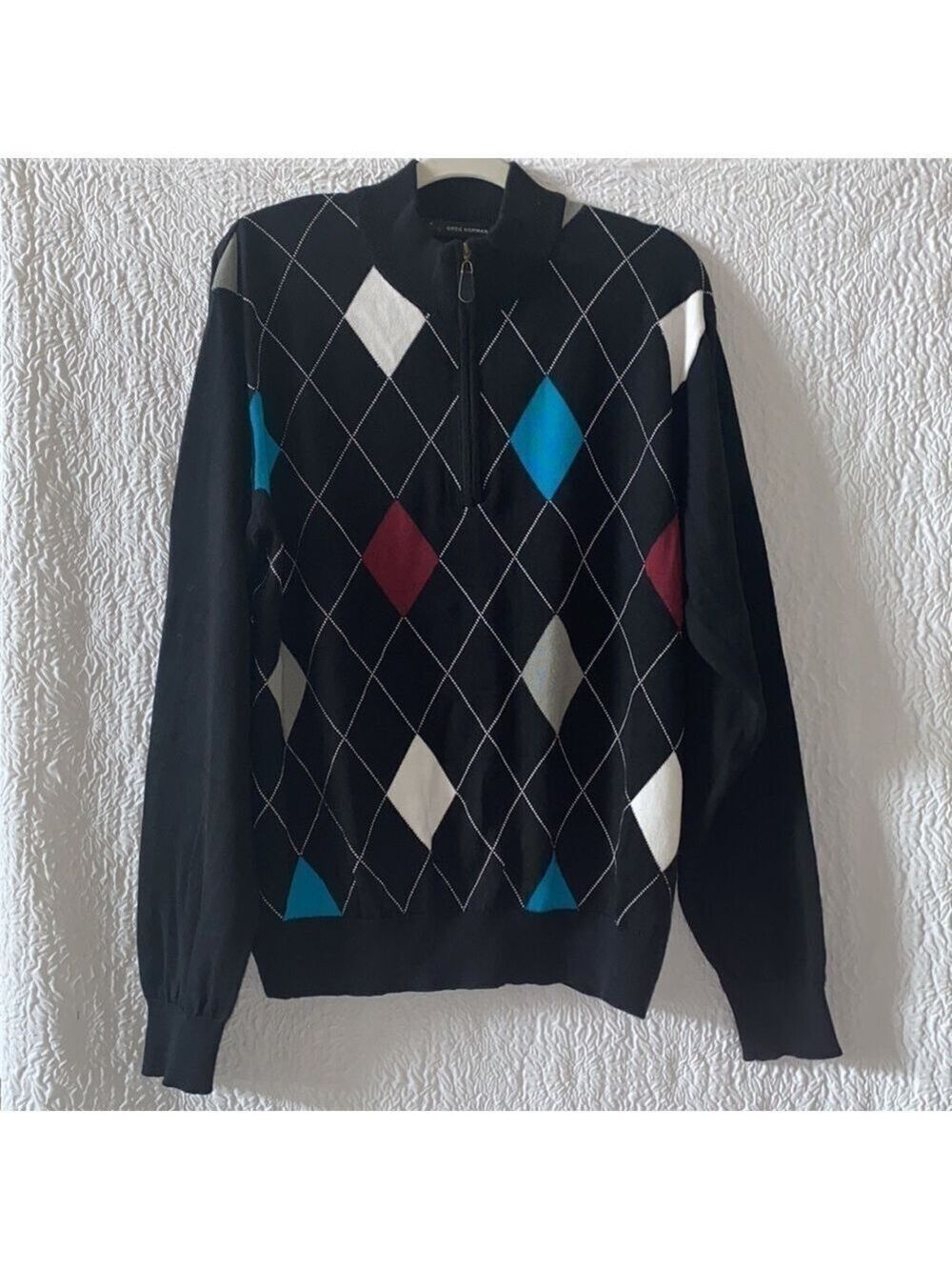 Greg Norman Men's Argyle Quarter Zip Long Sleeve Golf Modal Fabric Sweater
